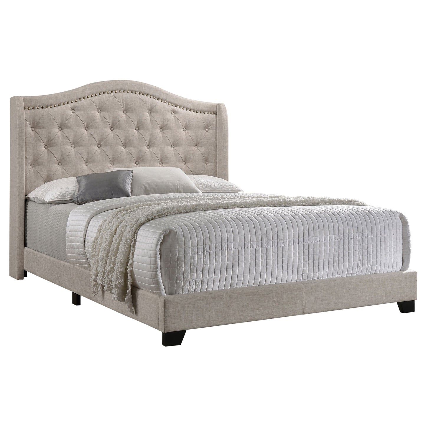 Sonoma Upholstered Wingback Bed Beige