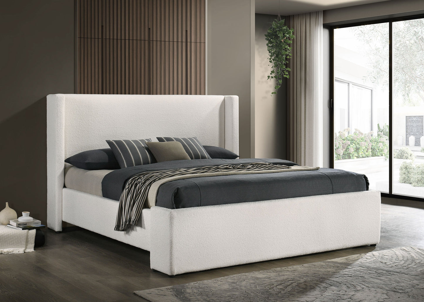 Alamosa Boucle Upholstered Platform Bed White