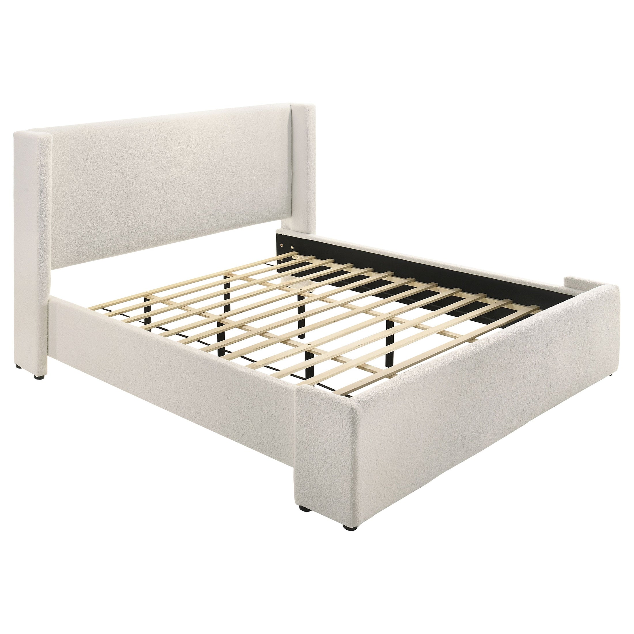 Alamosa Boucle Upholstered Platform Bed White