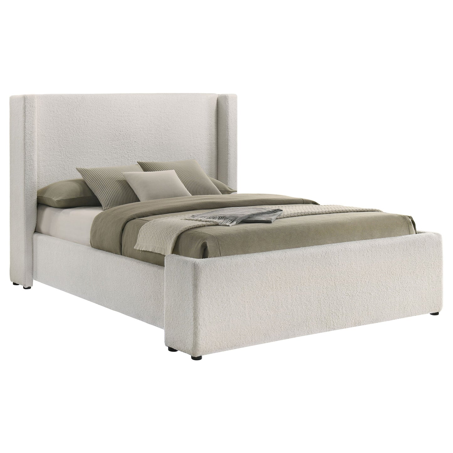Alamosa Boucle Upholstered Platform Bed White