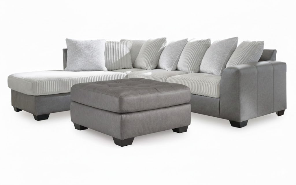 Clairette Court 2PC Sectional with Chaise & Oversized Ottoman Set