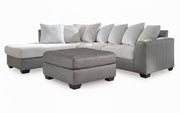 Clairette Court 2PC Sectional with Chaise & Oversized Ottoman Set