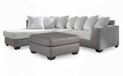 Clairette Court 2PC Sectional with Chaise & Oversized Ottoman Set