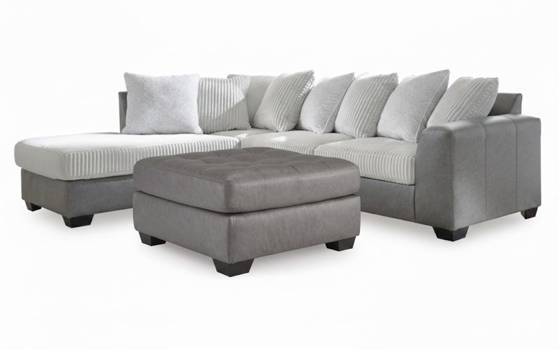 Clairette Court 2PC Sectional with Chaise & Oversized Ottoman Set
