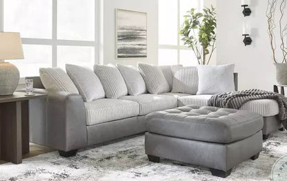 Clairette Court 2PC Sectional with Chaise & Oversized Ottoman Set