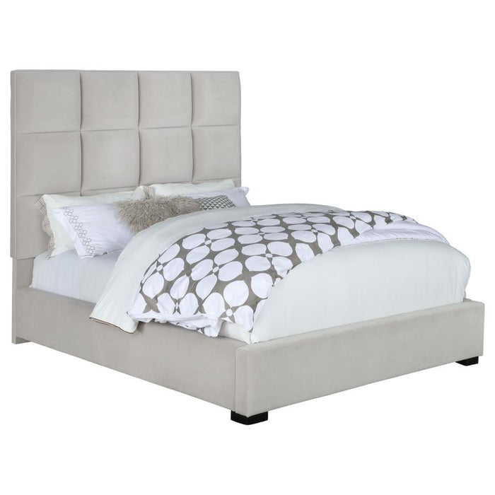 Panes Upholstered Eastern King Panel Bed