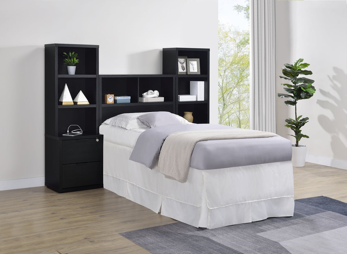 Westpark 3-piece Bedroom Set Bookcase Headboard Black
