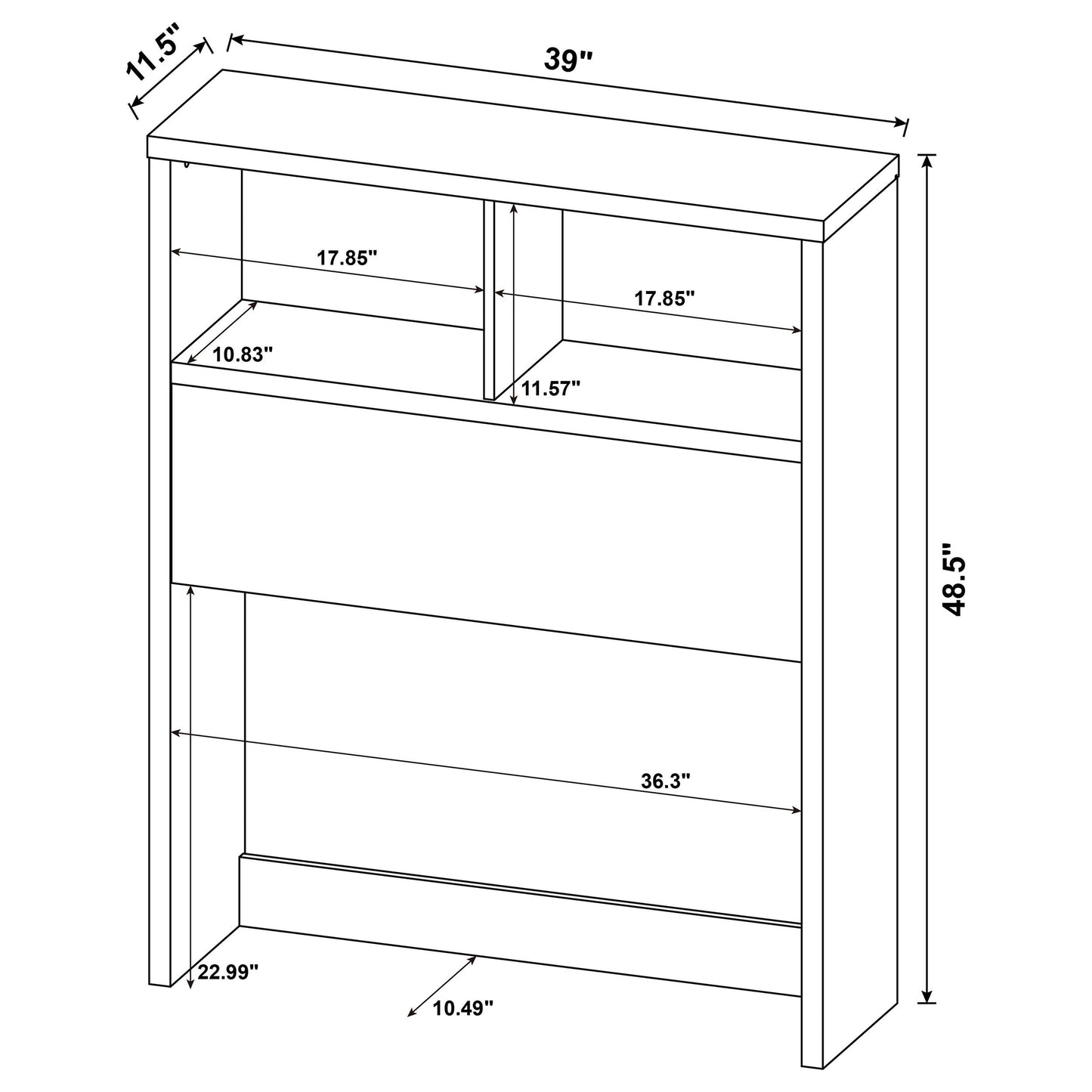 Westpark 49-inch Bookcase Headboard Black