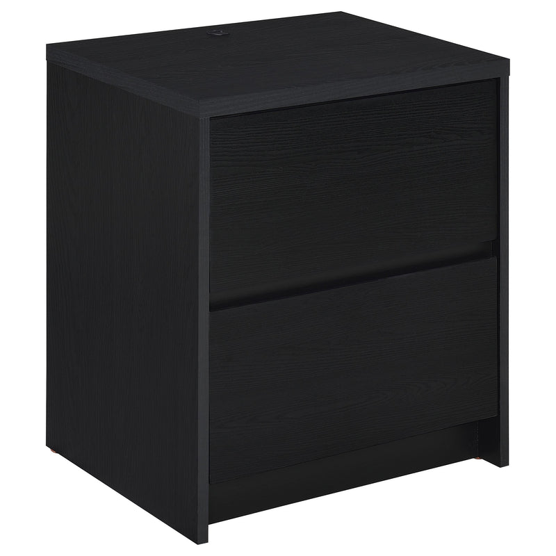 Mesita de noche Westpark de 2 cajones con luces LED y USB, color negro