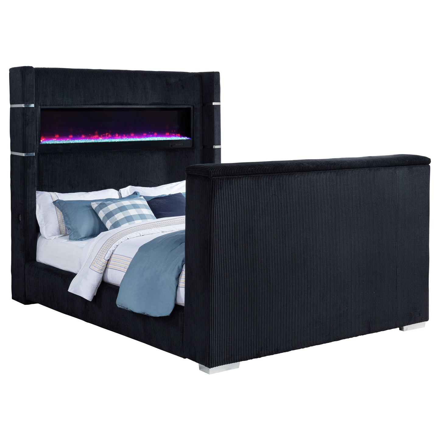 Tisdall Flame Visualizer Wingback TV Bed Black