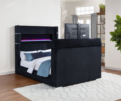 Tisdall Flame Visualizer Wingback TV Bed Black