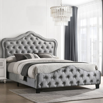 Bella Upholstered  Panel Bed Grey