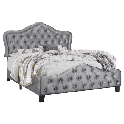 Bella Upholstered  Panel Bed Grey