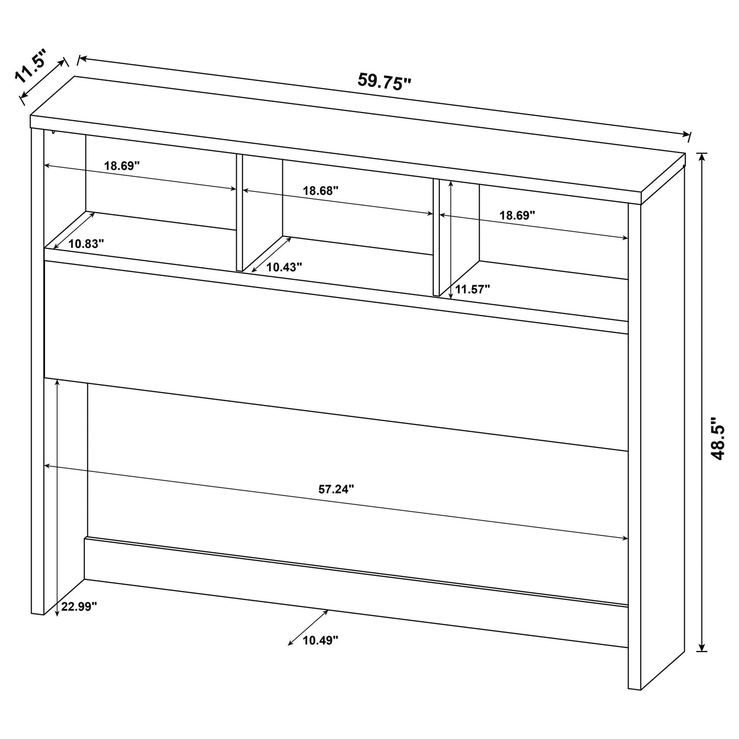 Westpark 49-inch Bookcase Headboard Black