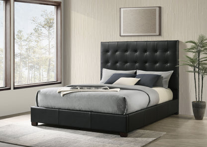 Medley Genuine Leather Panel Platform Bed Black