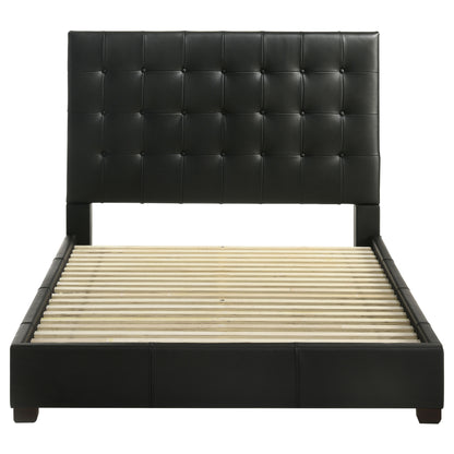 Medley Genuine Leather Panel Platform Bed Black