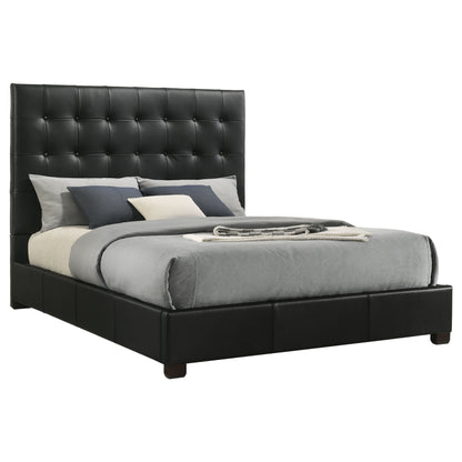 Medley Genuine Leather Panel Platform Bed Black