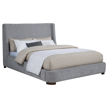 Rennes Upholstered  Wingback Platform Bed Grey