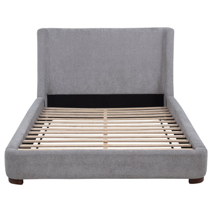 Rennes Upholstered  Wingback Platform Bed Grey