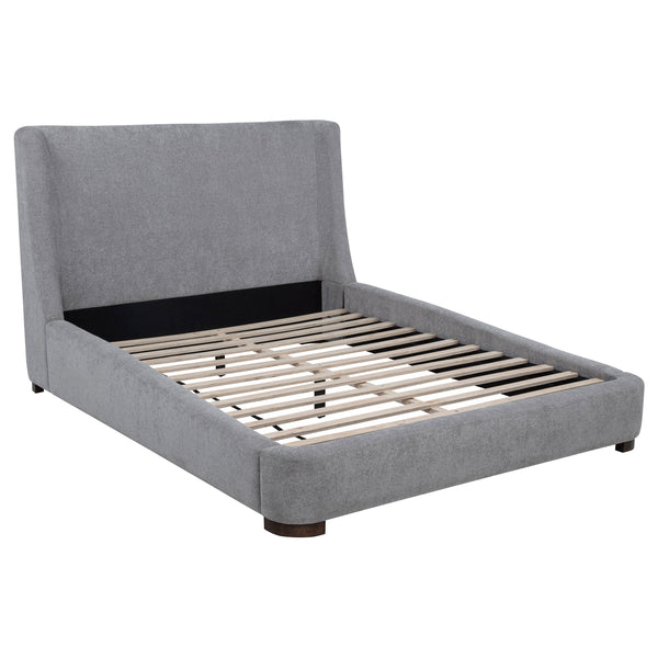 Rennes Upholstered  Wingback Platform Bed Grey