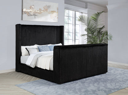 Centergrove Upholstered Queen Wingback TV Bed Black