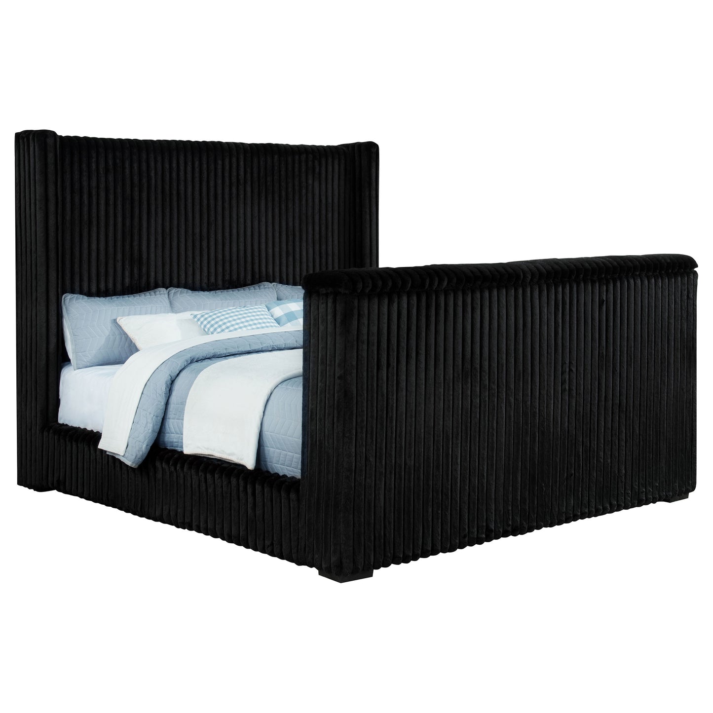Centergrove Upholstered Queen Wingback TV Bed Black