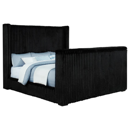 Centergrove Upholstered Queen Wingback TV Bed Black