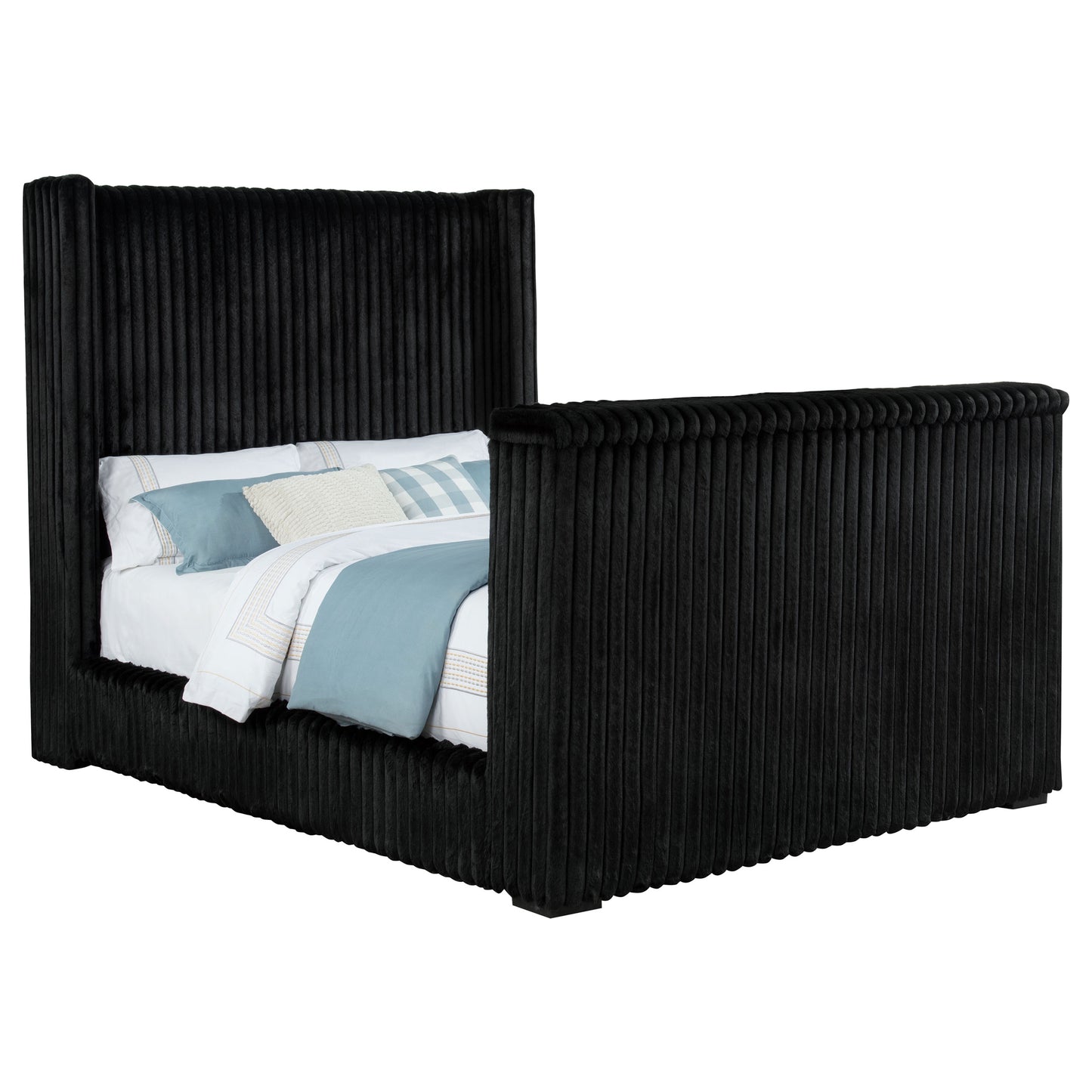 Centergrove Upholstered Queen Wingback TV Bed Black