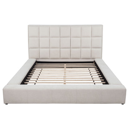 Dreux Upholstered Panel Platform Bed Cream