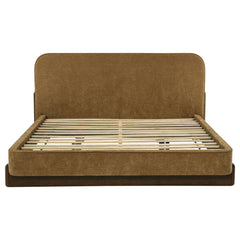 Baldacci Upholstered Eastern King Platform Bed Curry and Walnut
