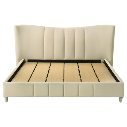 Evelyn Upholstered Panel Platform Bed Ivory