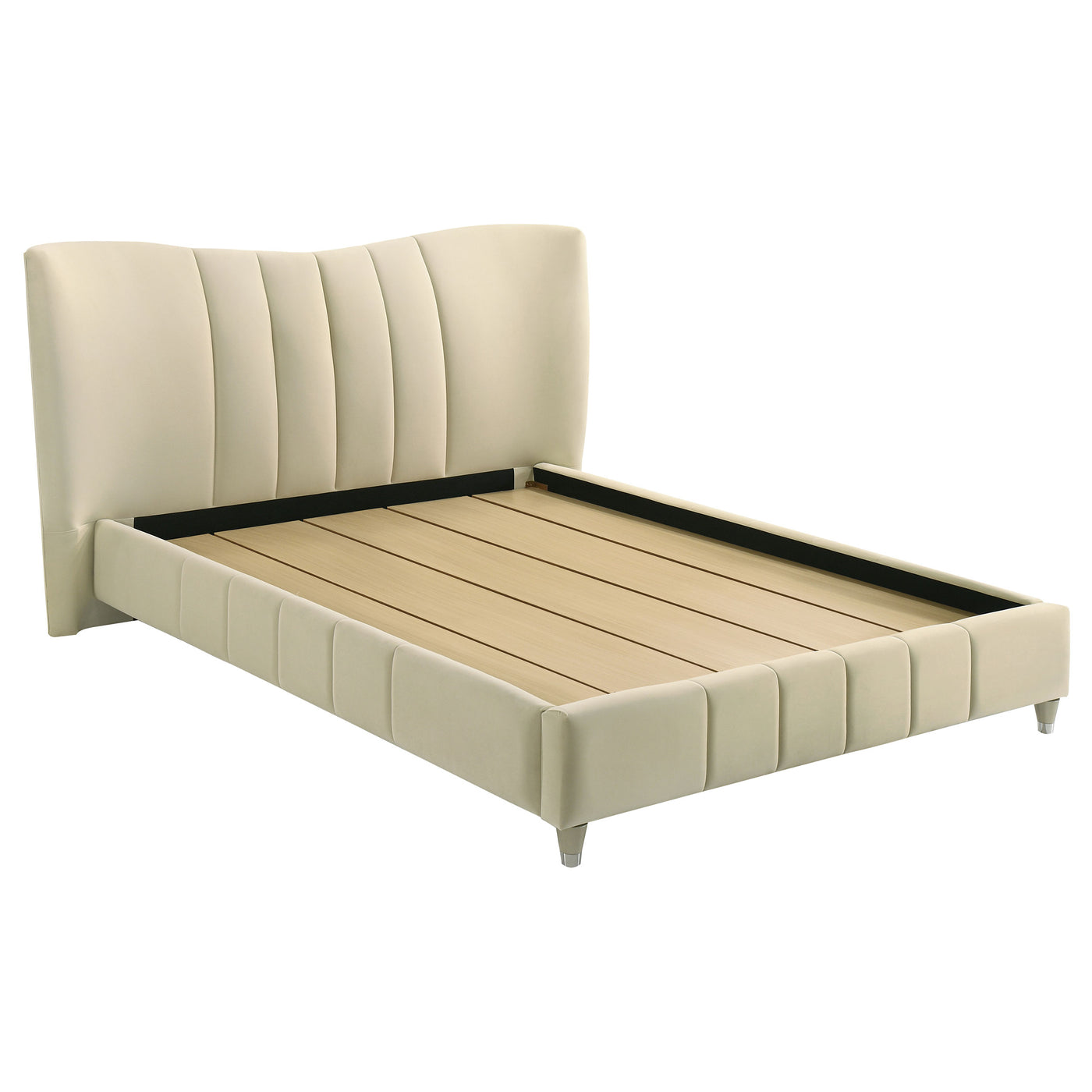 Evelyn Upholstered Panel Platform Bed Ivory