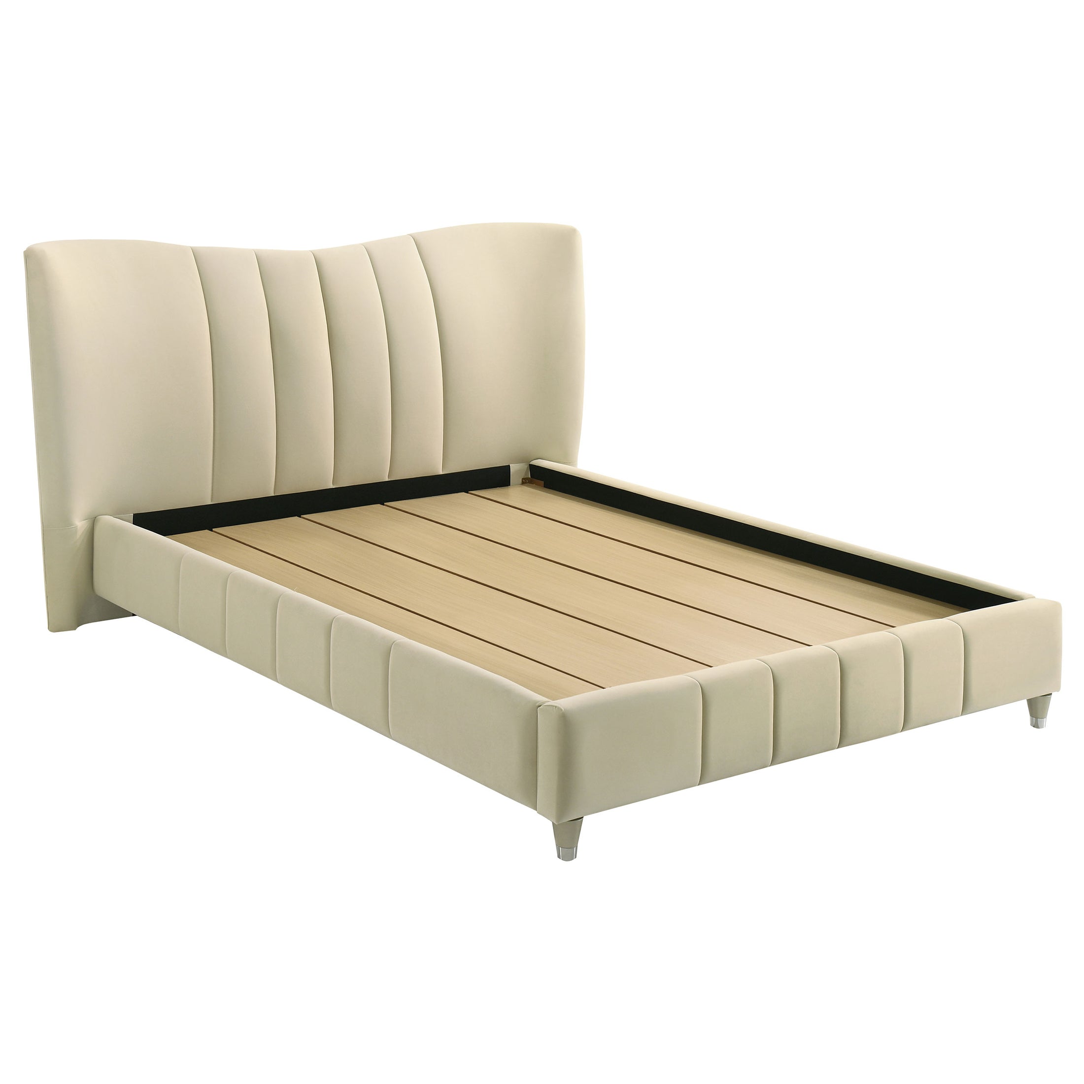 Evelyn Upholstered Panel Platform Bed Ivory
