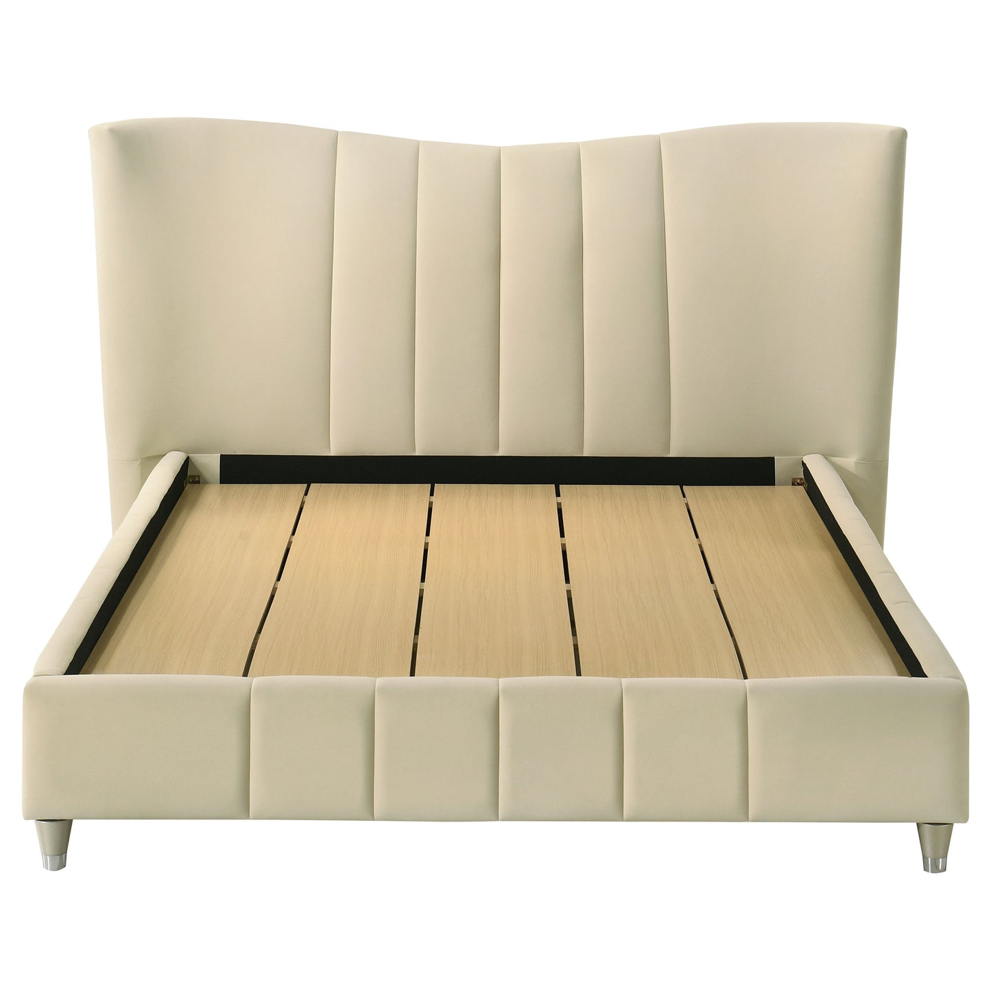 Evelyn Upholstered Panel Platform Bed Ivory
