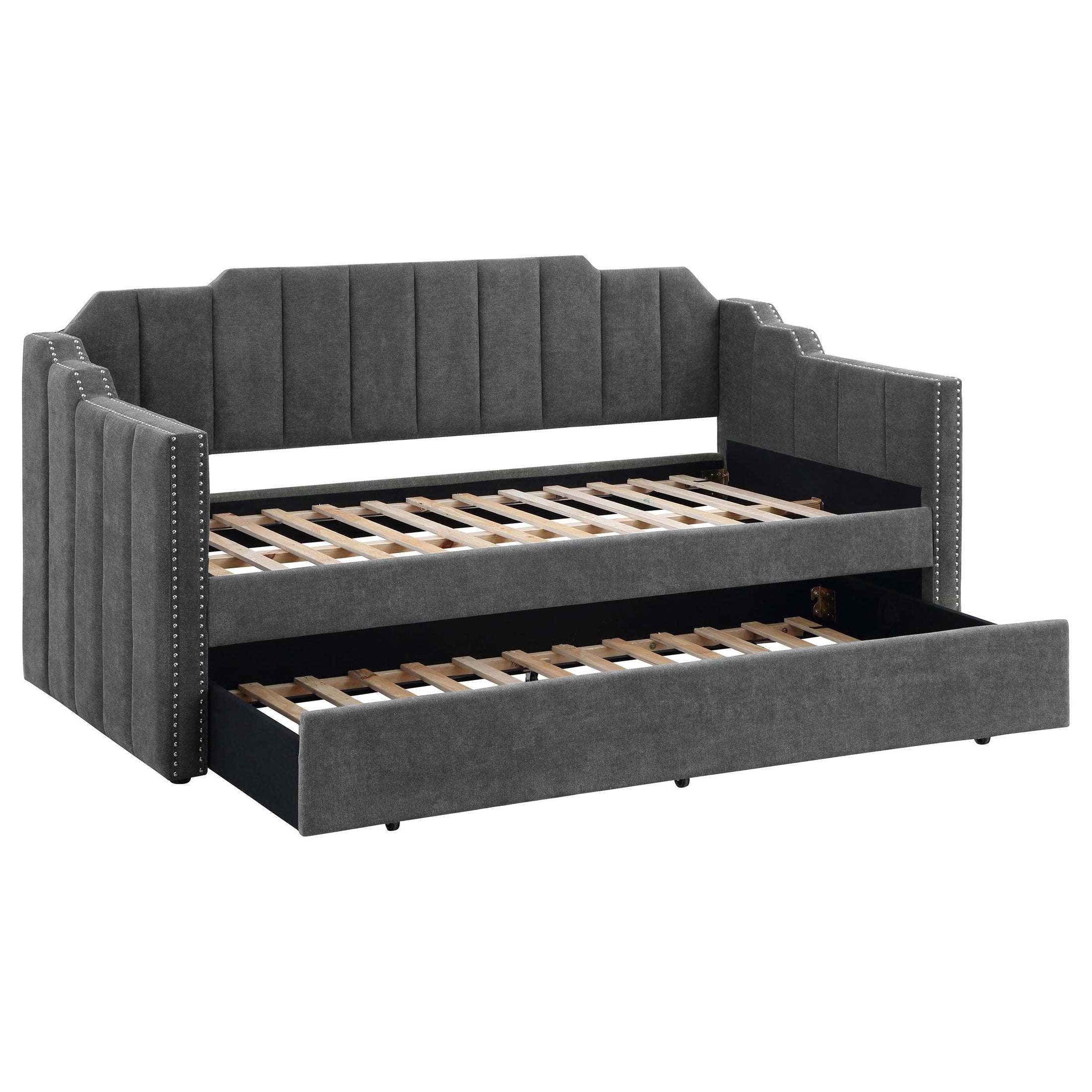 Sofá cama tapizado Kingston con cama nido color carbón