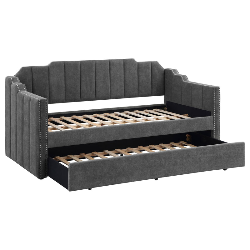 Sofá cama tapizado Kingston con cama nido color carbón