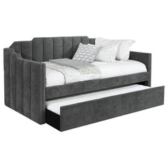 Sofá cama tapizado Kingston con cama nido color carbón