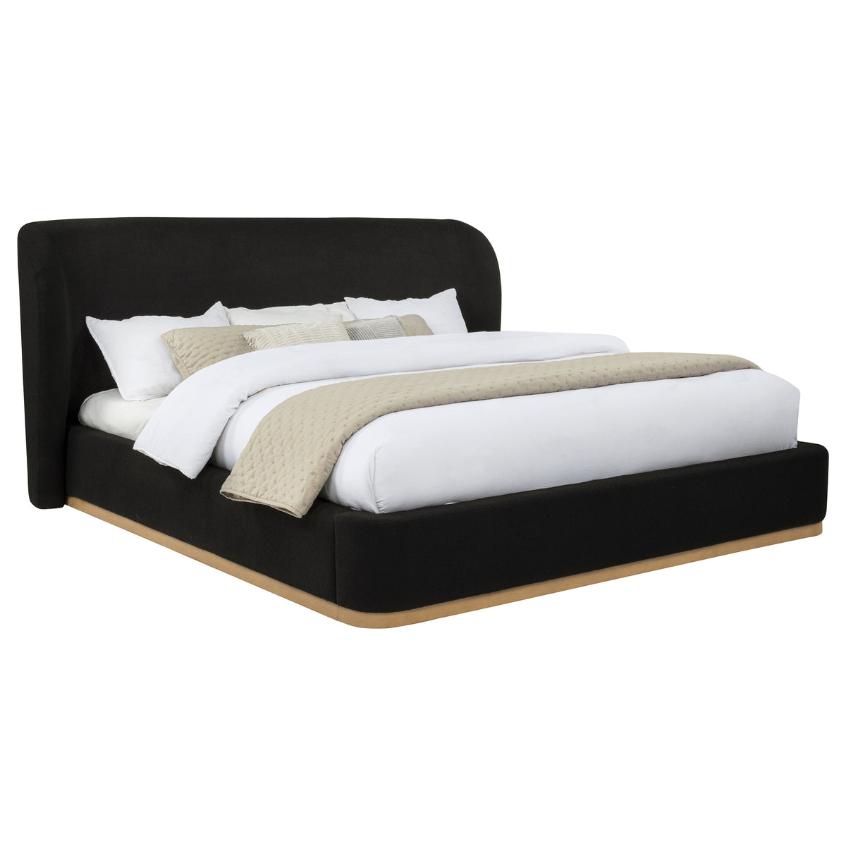Blaire Upholstered Eastern King Wingback Platform Bed Black