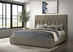 Delsea Upholstered Queen Panel Platform Bed Light Brown