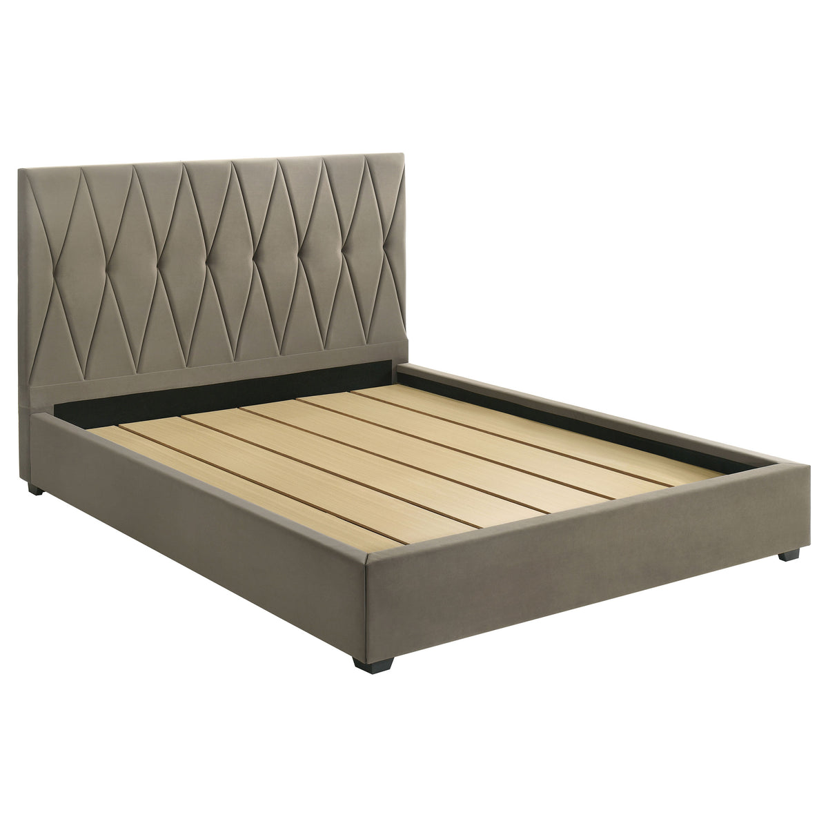 Delsea Upholstered Queen Panel Platform Bed Light Brown
