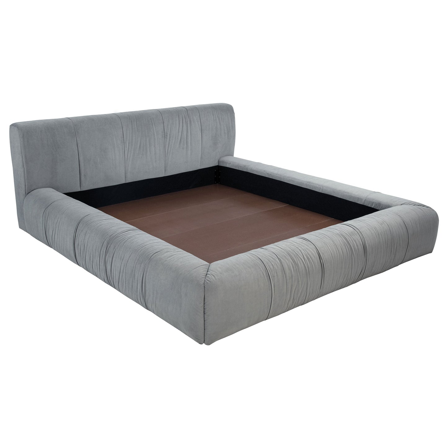 Cama de plataforma tapizada Wilshire gris