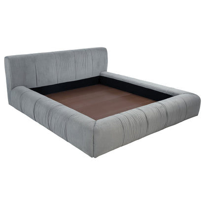 Cama de plataforma tapizada Wilshire gris
