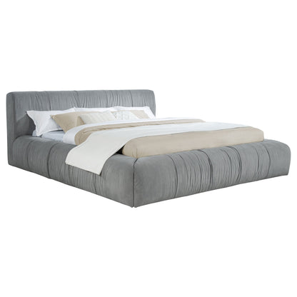 Cama de plataforma tapizada Wilshire gris