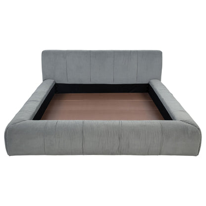 Cama de plataforma tapizada Wilshire gris