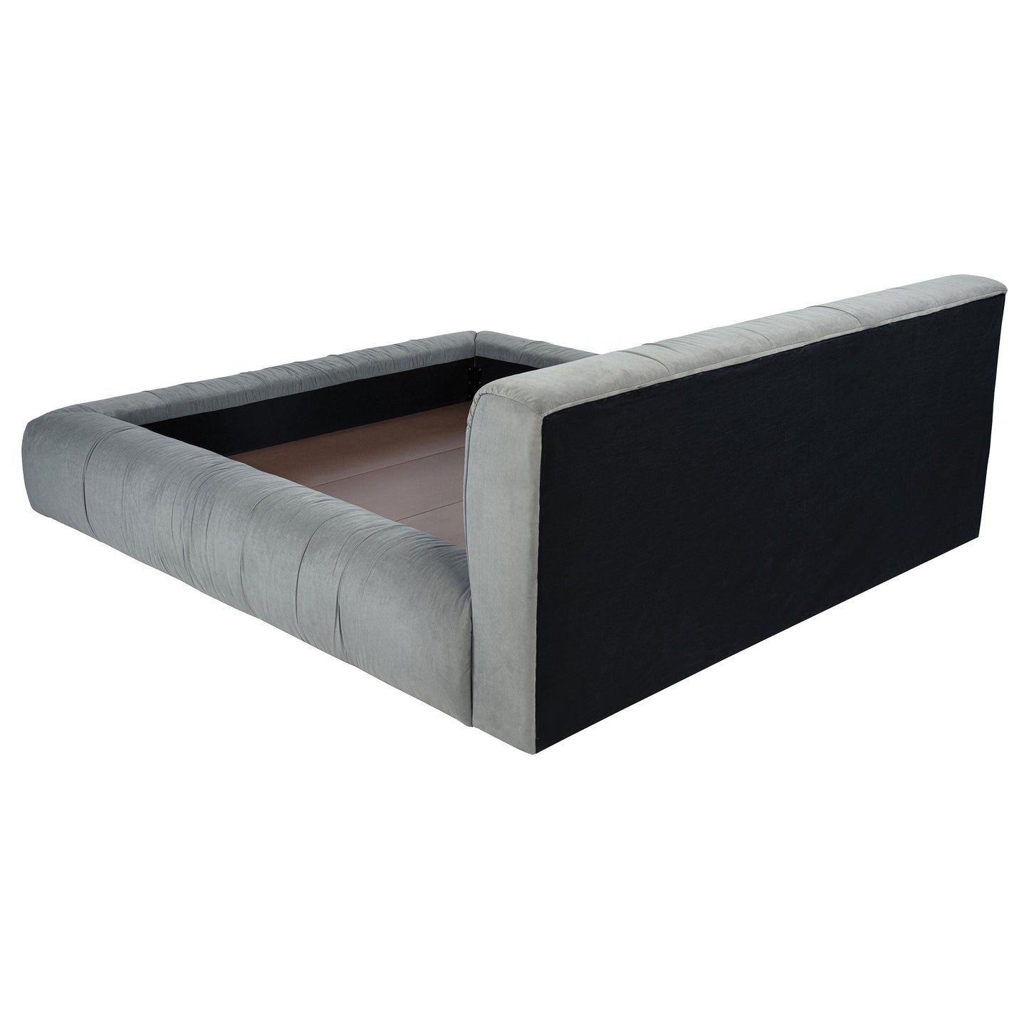 Cama de plataforma tapizada Wilshire gris