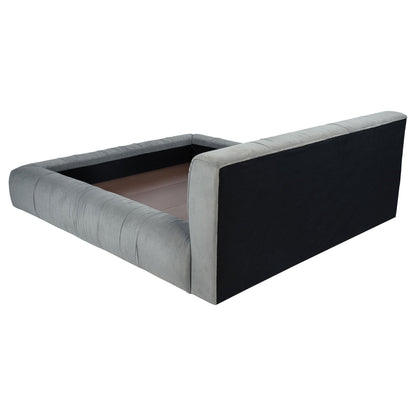 Cama de plataforma tapizada Wilshire gris