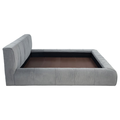 Cama de plataforma tapizada Wilshire gris