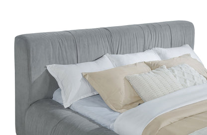 Cama de plataforma tapizada Wilshire gris