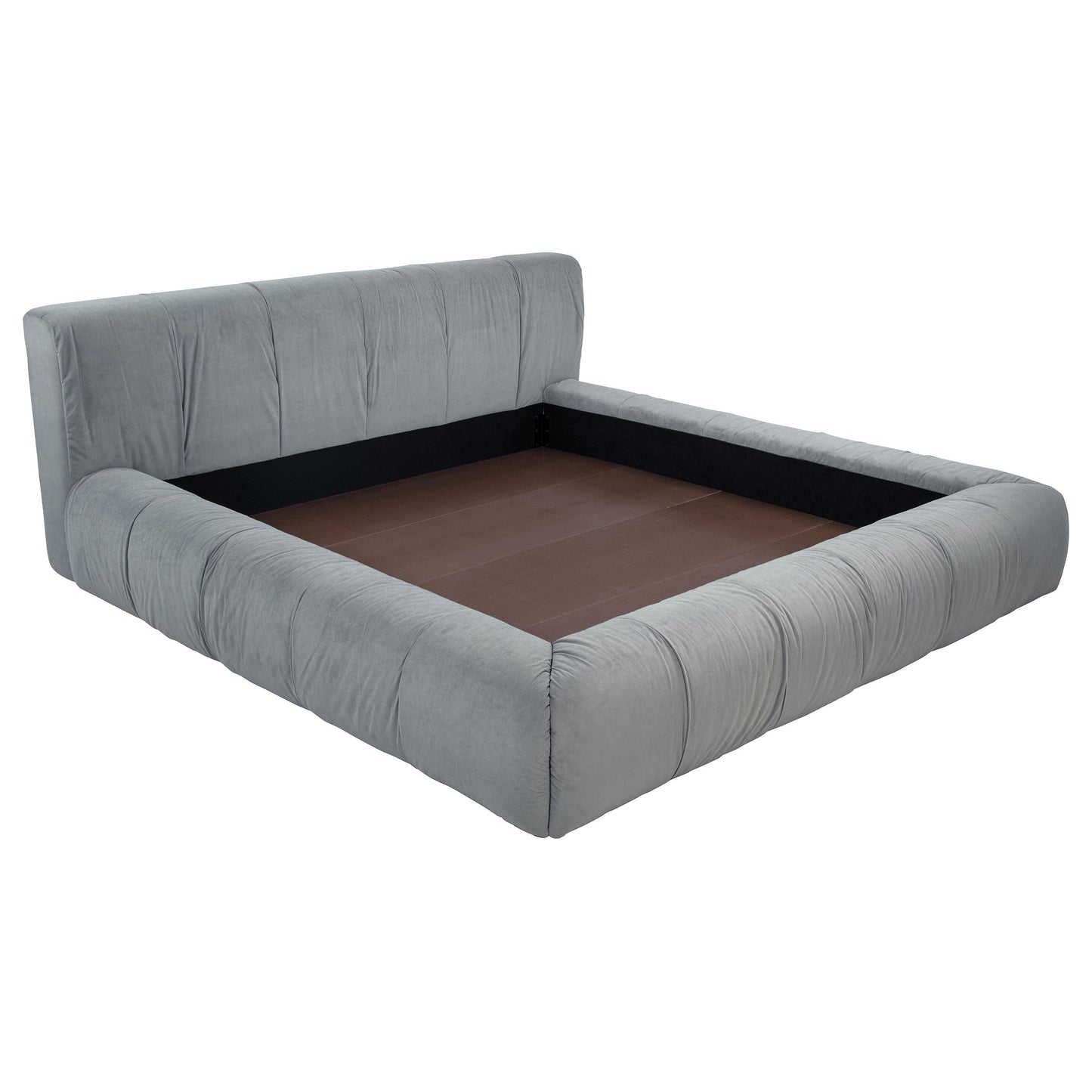 Cama de plataforma tapizada Wilshire gris