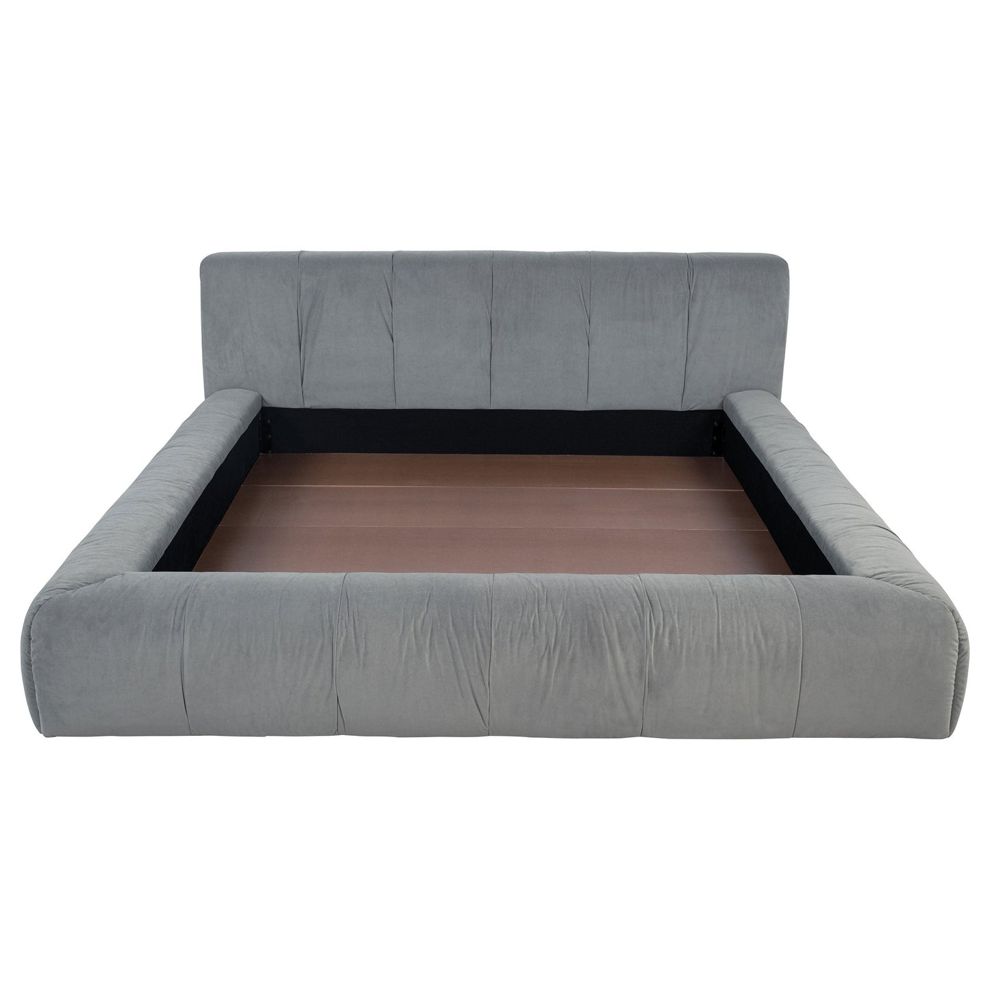 Cama de plataforma tapizada Wilshire gris